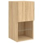 vidaXL Muebles TV pared con LED 8 pzas madera ingeniería roble Sonoma