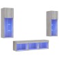 vidaXL Muebles TV pared con LED 5 pzas madera ingeniería gris Sonoma vidaXL Muebles TV pared con LED 5 pzas madera ingeniería gris Sonoma