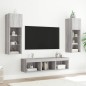 vidaXL Muebles TV pared con LED 5 pzas madera ingeniería gris Sonoma vidaXL Muebles TV pared con LED 5 pzas madera ingeniería gris Sonoma