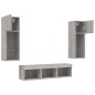 vidaXL Muebles TV pared con LED 5 pzas madera ingeniería gris Sonoma vidaXL Muebles TV pared con LED 5 pzas madera ingeniería gris Sonoma