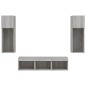 vidaXL Muebles TV pared con LED 5 pzas madera ingeniería gris Sonoma vidaXL Muebles TV pared con LED 5 pzas madera ingeniería gris Sonoma