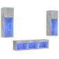 vidaXL Muebles TV pared con LED 5 pzas madera ingeniería gris hormigón vidaXL Muebles TV pared con LED 5 pzas madera ingeniería gris hormigón