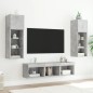 vidaXL Muebles TV pared con LED 5 pzas madera ingeniería gris hormigón vidaXL Muebles TV pared con LED 5 pzas madera ingeniería gris hormigón