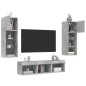 vidaXL Muebles TV pared con LED 5 pzas madera ingeniería gris hormigón vidaXL Muebles TV pared con LED 5 pzas madera ingeniería gris hormigón