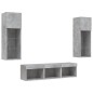 vidaXL Muebles TV pared con LED 5 pzas madera ingeniería gris hormigón vidaXL Muebles TV pared con LED 5 pzas madera ingeniería gris hormigón