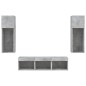vidaXL Muebles TV pared con LED 5 pzas madera ingeniería gris hormigón vidaXL Muebles TV pared con LED 5 pzas madera ingeniería gris hormigón