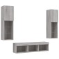 vidaXL Muebles TV pared con LED 5 pzas madera ingeniería gris Sonoma
