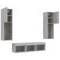 vidaXL Muebles TV pared con LED 5 pzas madera ingeniería gris Sonoma