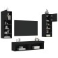 vidaXL Muebles de TV de pared con LED 6 pzas madera ingeniería negro vidaXL Muebles de TV de pared con LED 6 pzas madera ingeniería negro