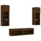 vidaXL Muebles TV pared con LED 6 pzas madera ingeniería marrón roble
