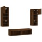 vidaXL Muebles TV pared con LED 6 pzas madera ingeniería marrón roble