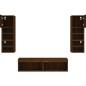 vidaXL Muebles TV pared con LED 6 pzas madera ingeniería marrón roble