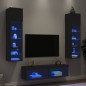 vidaXL Muebles de TV de pared con LED 6 pzas madera ingeniería negro vidaXL Muebles de TV de pared con LED 6 pzas madera ingeniería negro