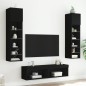 vidaXL Muebles de TV de pared con LED 6 pzas madera ingeniería negro vidaXL Muebles de TV de pared con LED 6 pzas madera ingeniería negro