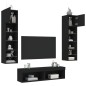vidaXL Muebles de TV de pared con LED 6 pzas madera ingeniería negro vidaXL Muebles de TV de pared con LED 6 pzas madera ingeniería negro