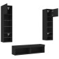 vidaXL Muebles de TV de pared con LED 6 pzas madera ingeniería negro vidaXL Muebles de TV de pared con LED 6 pzas madera ingeniería negro