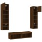 vidaXL Muebles TV pared con LED 6 pzas madera ingeniería marrón roble