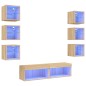 vidaXL Muebles TV pared con LED 8 pzas madera ingeniería roble Sonoma vidaXL Muebles TV pared con LED 8 pzas madera ingeniería roble Sonoma