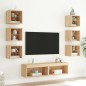 vidaXL Muebles TV pared con LED 8 pzas madera ingeniería roble Sonoma vidaXL Muebles TV pared con LED 8 pzas madera ingeniería roble Sonoma