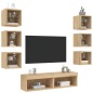 vidaXL Muebles TV pared con LED 8 pzas madera ingeniería roble Sonoma vidaXL Muebles TV pared con LED 8 pzas madera ingeniería roble Sonoma