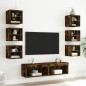 vidaXL Muebles TV pared con LED 8 pzas madera ingeniería roble ahumado