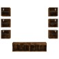 vidaXL Muebles TV pared con LED 8 pzas madera ingeniería roble ahumado