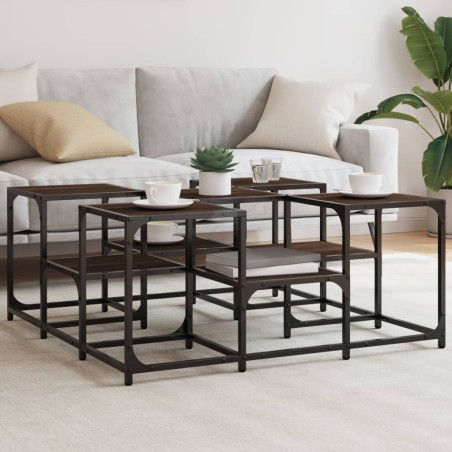 vidaXL Mesa de centro madera de ingeniería roble marrón 91x91x40 cm