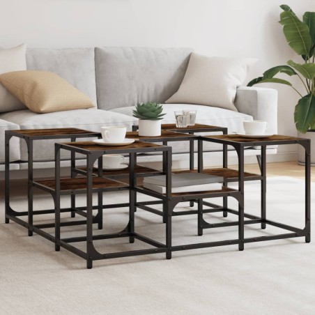vidaXL Mesa de centro madera de ingeniería roble ahumado 91x91x40 cm