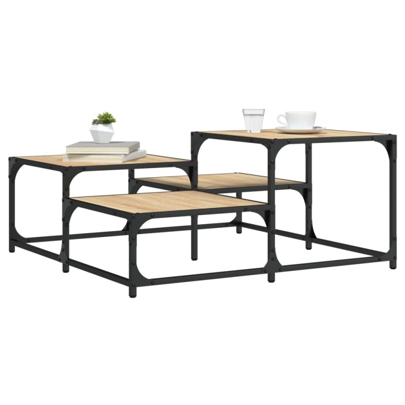 vidaXL Mesa de centro madera ingeniería roble Sonoma 87,5x87,5x40 cm