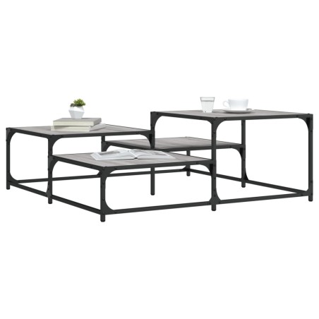vidaXL Mesa de centro madera de ingeniería gris Sonoma 107x107x40 cm