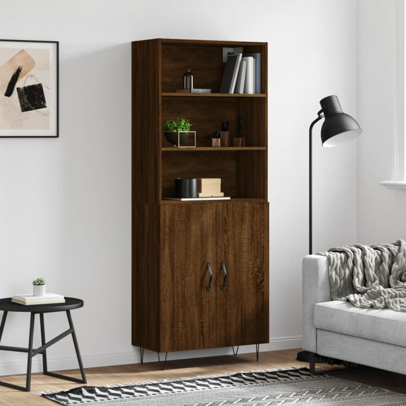 vidaXL Aparador alto madera contrachapada marrón roble 69,5x34x180 cm vidaXL Aparador alto madera contrachapada marrón roble 69,5x34x180 cm