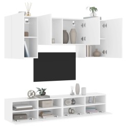 vidaXL Muebles de TV de pared 5 piezas madera de ingeniería blanco