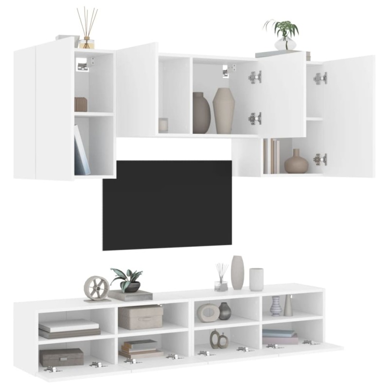 vidaXL Muebles de TV de pared 5 piezas madera de ingeniería blanco