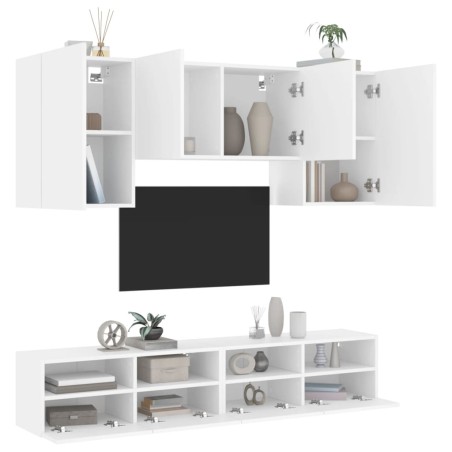 vidaXL Muebles de TV de pared 5 piezas madera de ingeniería blanco