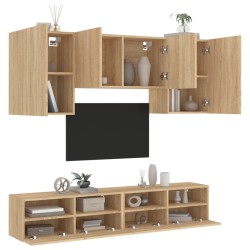 vidaXL Muebles de TV de pared 5 pzas madera de ingeniería roble Sonoma