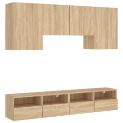 vidaXL Muebles de TV de pared 5 pzas madera de ingeniería roble Sonoma
