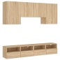 vidaXL Muebles de TV de pared 5 pzas madera de ingeniería roble Sonoma vidaXL Muebles de TV de pared 5 pzas madera de ingeniería roble Sonoma