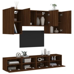 vidaXL Muebles de TV de pared 5 pzas madera de ingeniería marrón roble