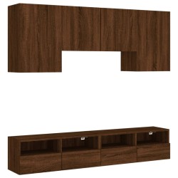 vidaXL Muebles de TV de pared 5 pzas madera de ingeniería marrón roble