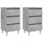 vidaXL Mesitas de noche 2 uds patas madera gris hormigón 40x35x69 cm vidaXL Mesitas de noche 2 uds patas madera gris hormigón 40x35x69 cm