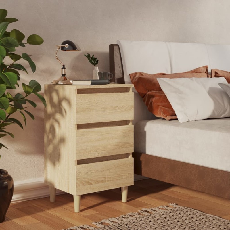 vidaXL Mesitas de noche 2 uds patas de madera roble Sonoma 40x35x69 cm vidaXL Mesitas de noche 2 uds patas de madera roble Sonoma 40x35x69 cm