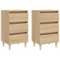 vidaXL Mesitas de noche 2 uds patas de madera roble Sonoma 40x35x69 cm vidaXL Mesitas de noche 2 uds patas de madera roble Sonoma 40x35x69 cm