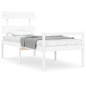 vidaXL Cama para personas mayores con cabecero madera maciza blanco vidaXL Cama para personas mayores con cabecero madera maciza blanco