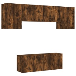 vidaXL Muebles de TV de pared 6 pzas madera ingeniería roble ahumado