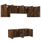vidaXL Muebles de TV de pared 6 pzas madera ingeniería roble ahumado vidaXL Muebles de TV de pared 6 pzas madera ingeniería roble ahumado
