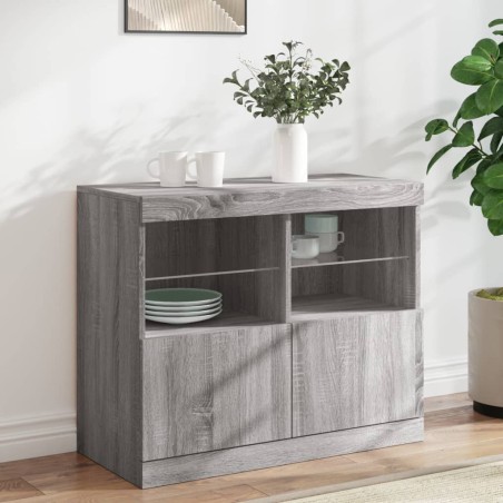 vidaXL Aparador con luces LED gris Sonoma 81x37x67 cm