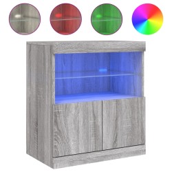 vidaXL Aparador con luces LED gris Sonoma 60x37x67 cm