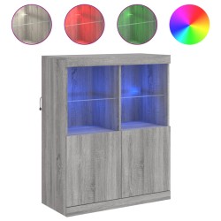 vidaXL Aparador con luces LED gris Sonoma 81x37x100 cm