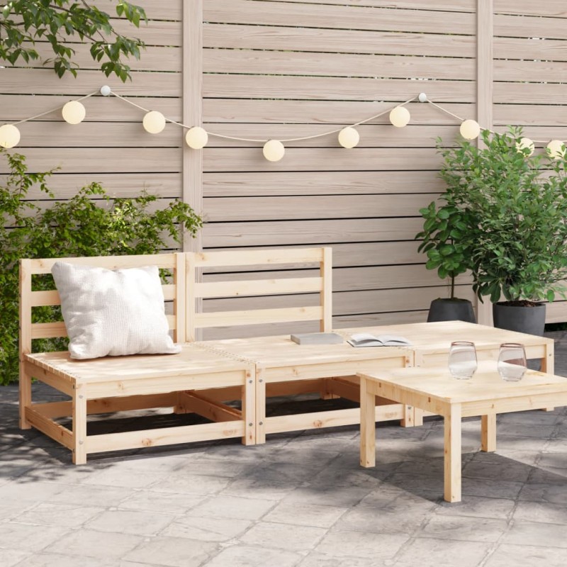 vidaXL Sofá jardín sin reposabrazos con reposapiés madera maciza pino vidaXL Sofá jardín sin reposabrazos con reposapiés madera maciza pino