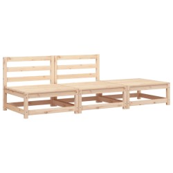 vidaXL Sofá jardín sin reposabrazos con reposapiés madera maciza pino